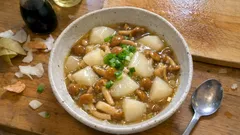 순무·나메코 앙카케 조림 레시피—다시 육수로 은근히 끓여 걸쭉하게