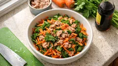 전자레인지 5분 밑반찬, 당근·쑥갓 참치무침